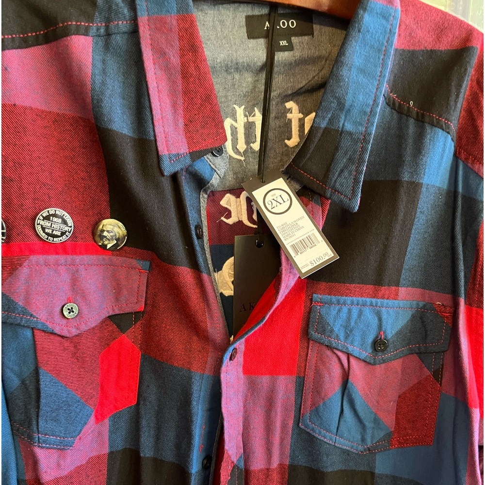 Akoo NEW 100% cotton “historic” shirt XXL sold new for $100, now 65.00.